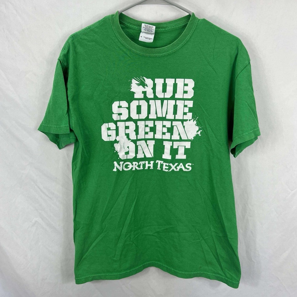 Wendy's Food North Texas Rub Some Green On It‎ Shirt Medium Gildan 100 Cotton
